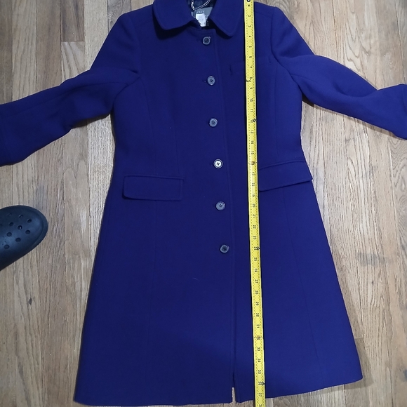 J.CREW Double Cloth Italian Lady Day Wool Blend Deep Purple Pea Coat Size 8 - Picture 16 of 16